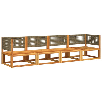 Set di divani da giardino 4 pezzi con cuscini in legno di acacia e rattan - homemem39