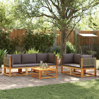 Set di divani da giardino 6 pezzi con cuscini in legno di acacia e rattan - homemem39