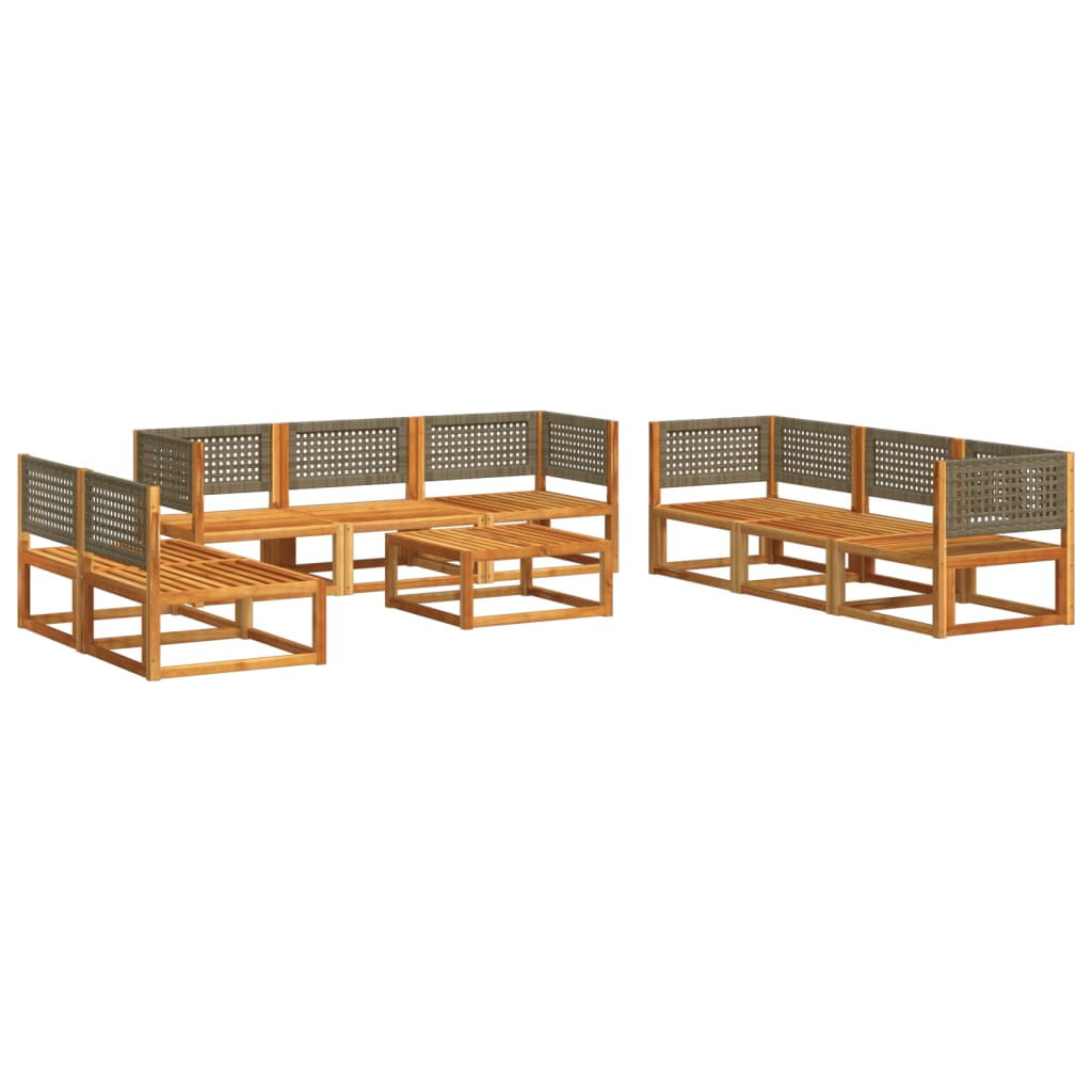 Set di divani da giardino 9 pezzi con cuscini in legno di acacia e rattan - homemem39