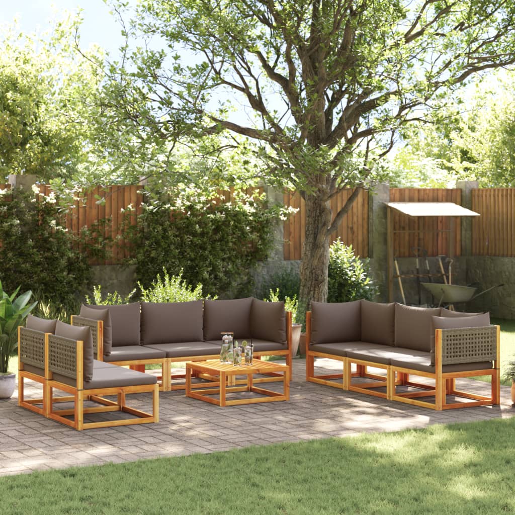 Set di divani da giardino 9 pezzi con cuscini in legno di acacia e rattan - homemem39