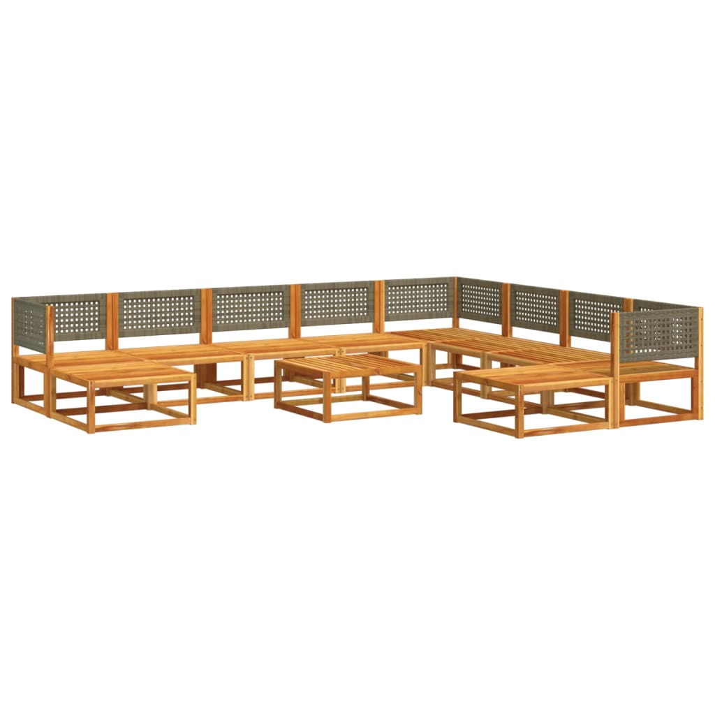 Set di divani da giardino 11 pz con cuscini in legno di acacia e rattan - homemem39