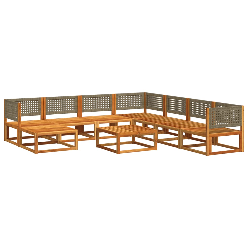 Set di divani da giardino 9 pezzi con cuscini in legno di acacia e rattan - homemem39