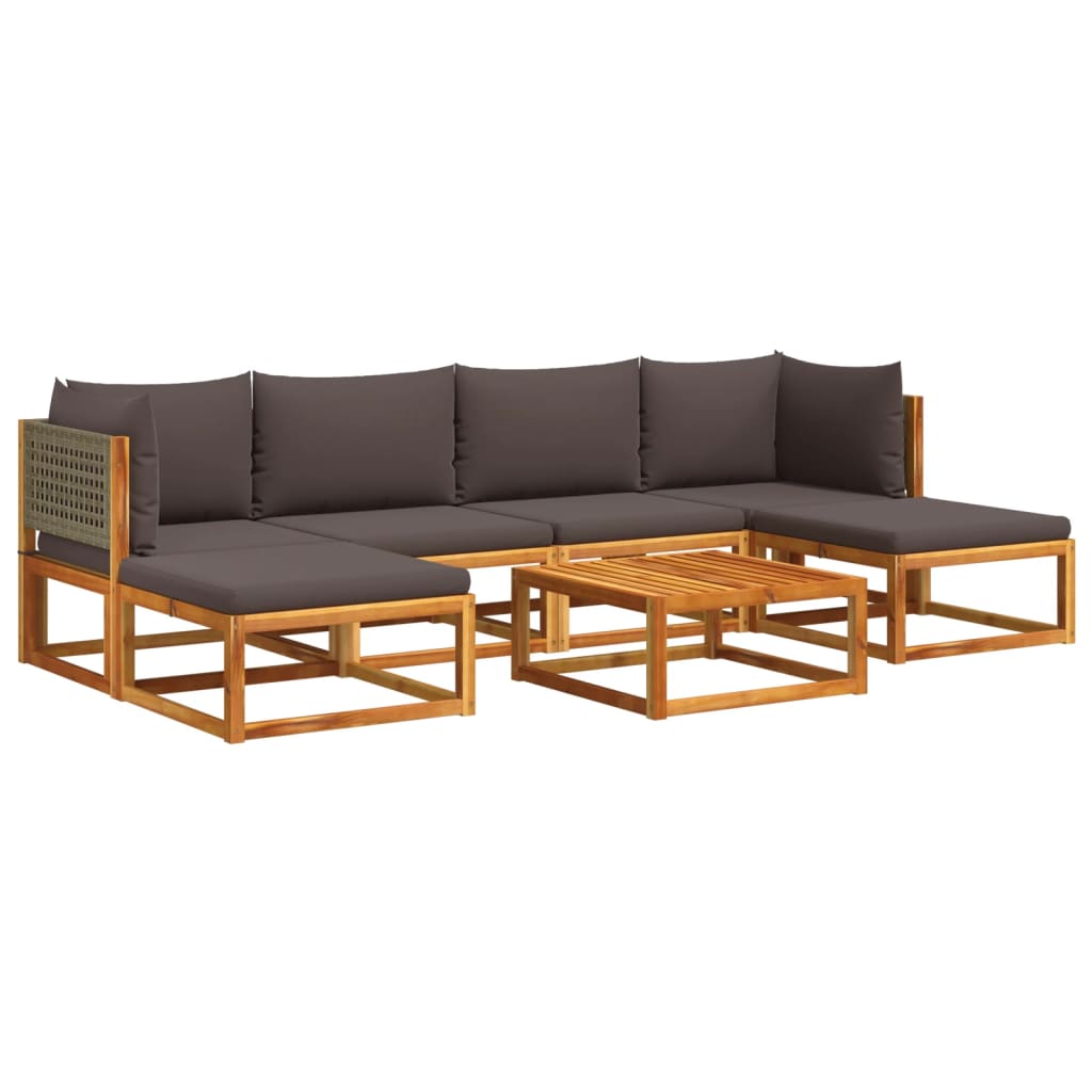 Set di divani da giardino 7 pezzi con cuscini in legno di acacia e rattan - homemem39