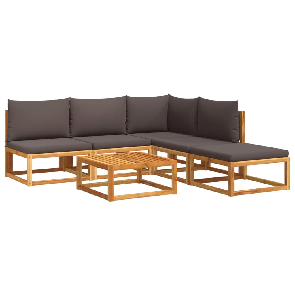 Set di divani da giardino 6 pezzi con cuscini in legno di acacia e rattan - homemem39