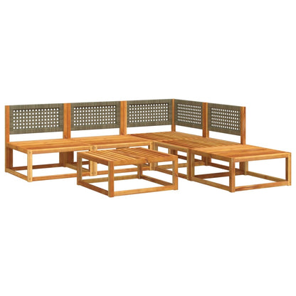 Set di divani da giardino 6 pezzi con cuscini in legno di acacia e rattan - homemem39