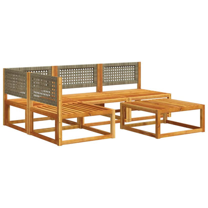 Set di divani da giardino 5 pezzi con cuscini in legno di acacia e rattan - homemem39