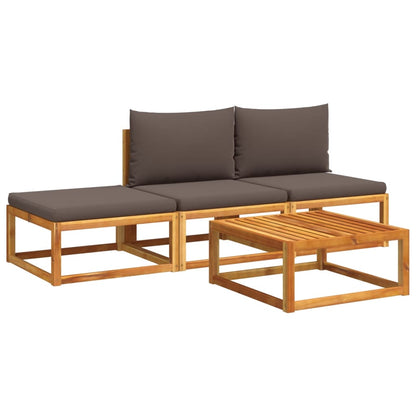Set di divani da giardino 4 pezzi con cuscini in legno di acacia e rattan | homemem39