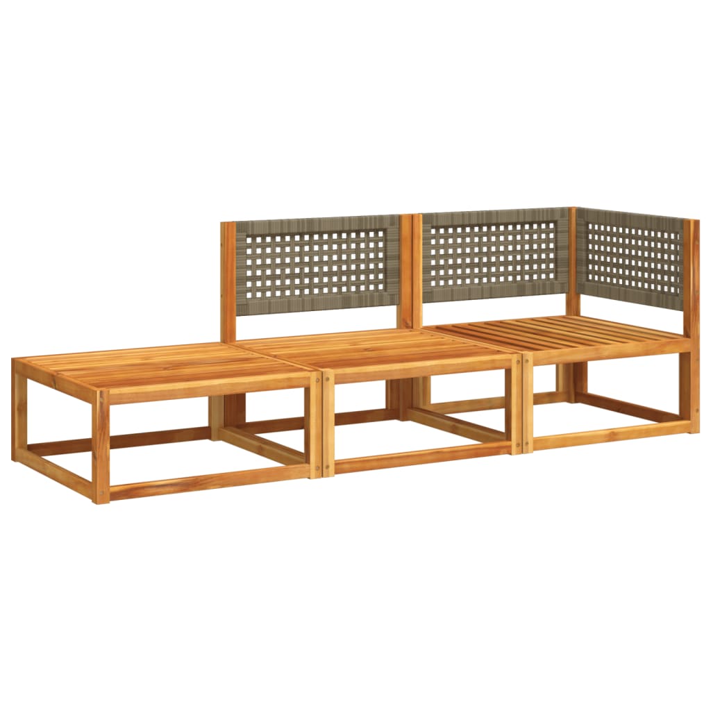 Set di divani da giardino 3 pezzi con cuscini in legno di acacia e rattan - homemem39