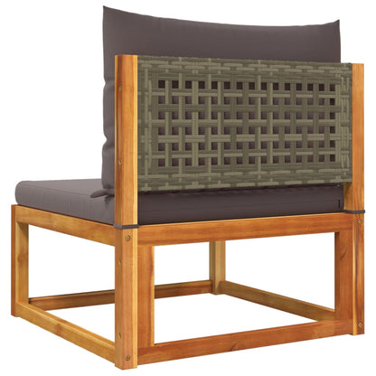 Set di divani da giardino 3 pezzi con cuscini in legno di acacia e rattan - homemem39