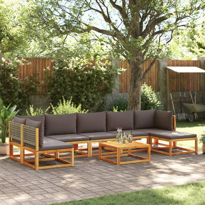 Set di divani da giardino 8 pezzi con cuscini in legno di acacia e rattan - homemem39