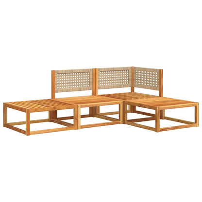 Set di divani da giardino 4 pezzi con cuscini in legno di acacia e rattan | homemem39