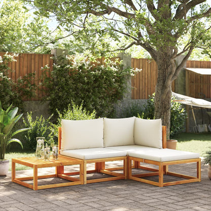 Set di divani da giardino 4 pezzi con cuscini in legno di acacia e rattan | homemem39
