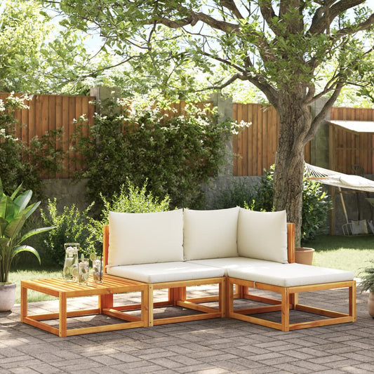 Set di divani da giardino 4 pezzi con cuscini in legno di acacia e rattan | homemem39
