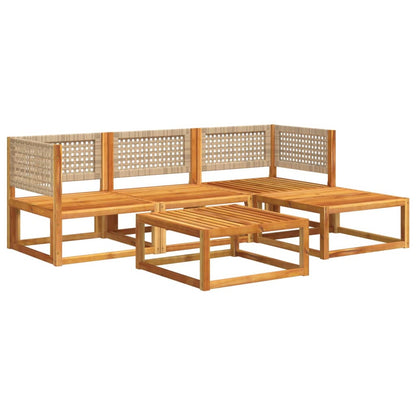Set di divani da giardino 5 pezzi con cuscini in legno di acacia e rattan - homemem39