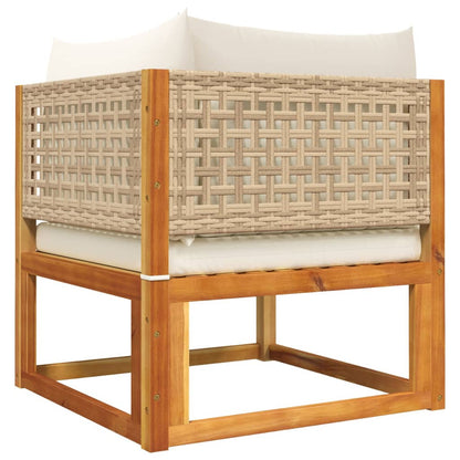 Set di divani da giardino 5 pezzi con cuscini in legno di acacia e rattan - homemem39