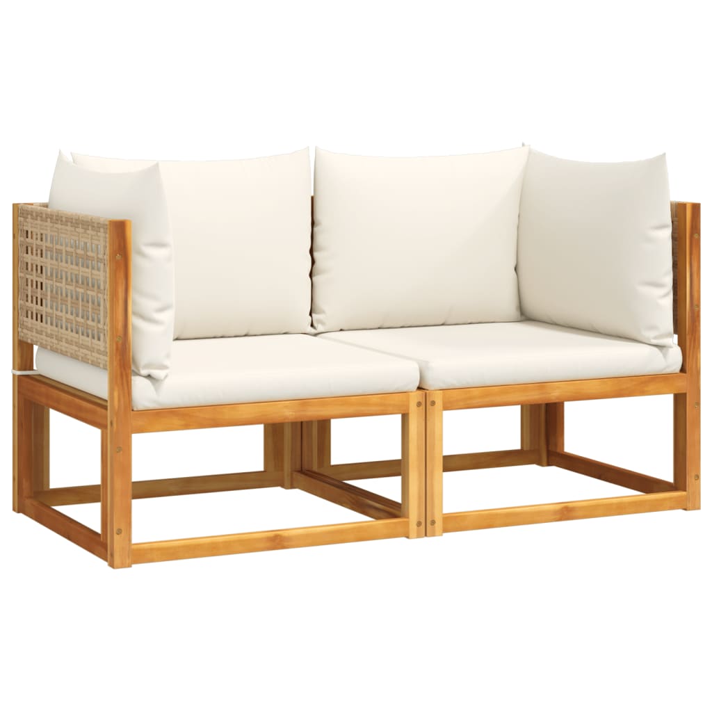Divani da Giardino Angolari con Cuscini 2 pz in Legno di Acacia e Rattan | homemem39