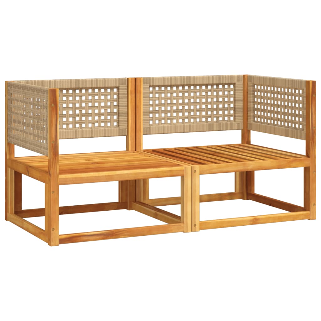 Divani da Giardino Angolari con Cuscini 2 pz in Legno di Acacia e Rattan | homemem39