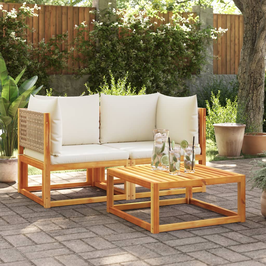 Divani da Giardino Angolari con Cuscini 2 pz in Legno di Acacia e Rattan | homemem39