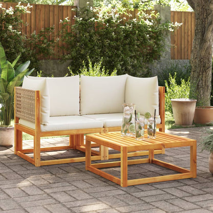 Divani da Giardino Angolari con Cuscini 2 pz in Legno di Acacia e Rattan | homemem39