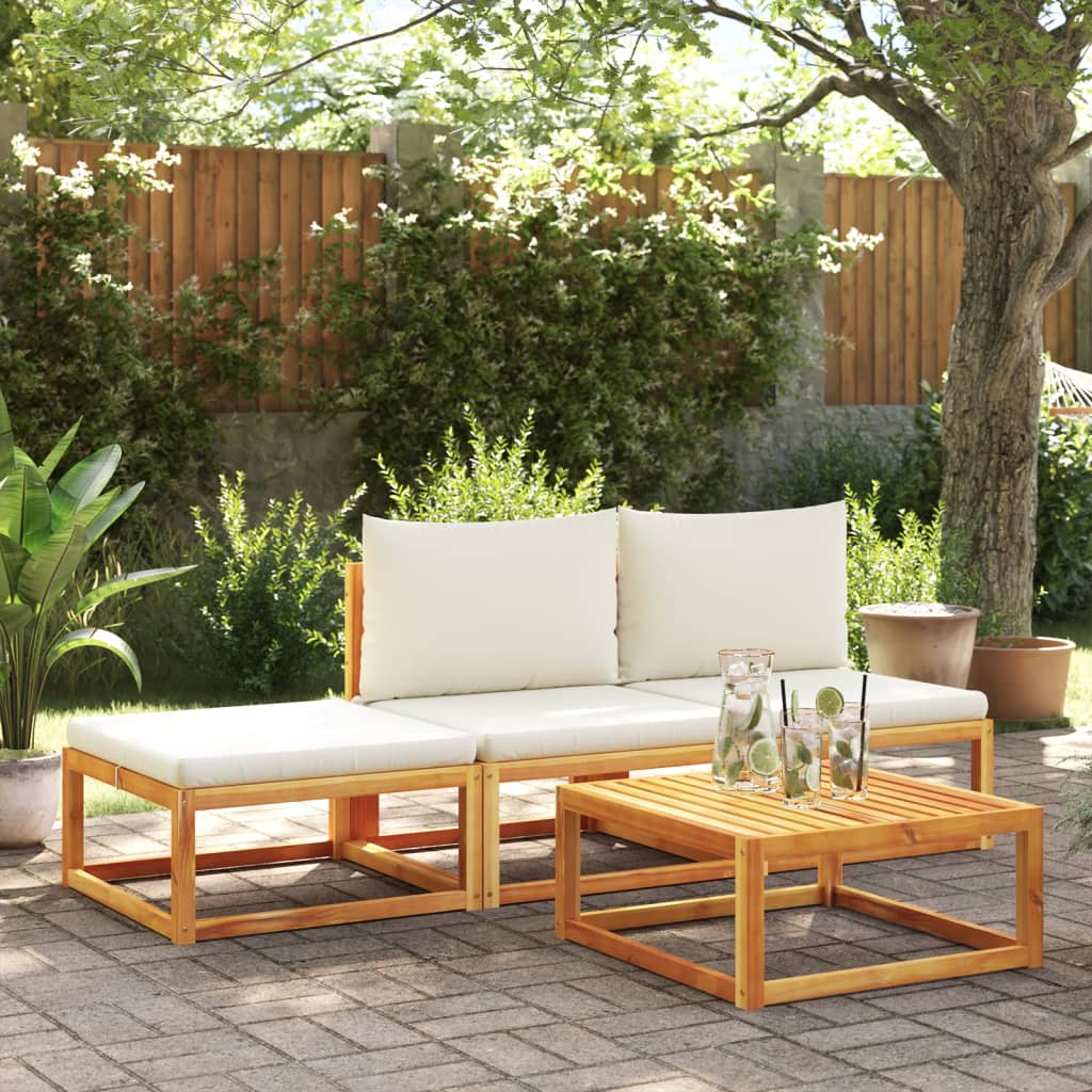 Set di divani da giardino 4 pezzi con cuscini in legno di acacia e rattan - homemem39
