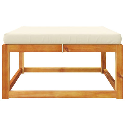 Poggiapiedi Giardino con Cuscino 65x65x29 Legno Massello Acacia | homemem39