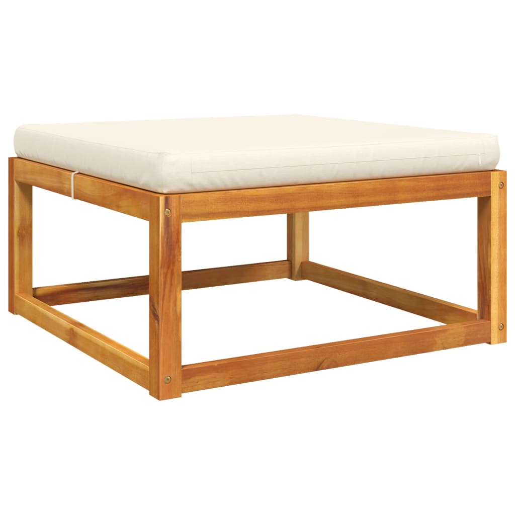 Poggiapiedi Giardino con Cuscino 65x65x29 Legno Massello Acacia | homemem39
