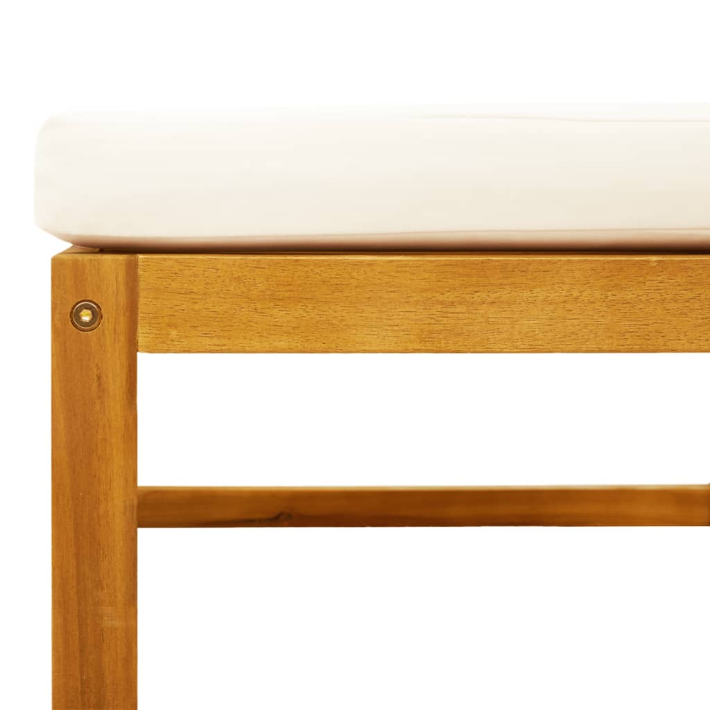 Poggiapiedi Giardino con Cuscino 65x65x29 Legno Massello Acacia | homemem39