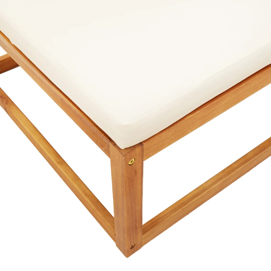Poggiapiedi Giardino con Cuscino 65x65x29 Legno Massello Acacia | homemem39