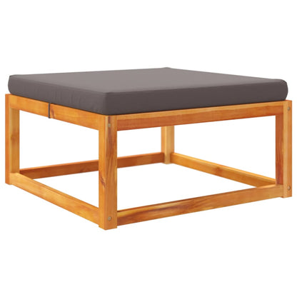 Poggiapiedi Giardino con Cuscino 65x65x29 Legno Massello Acacia | homemem39