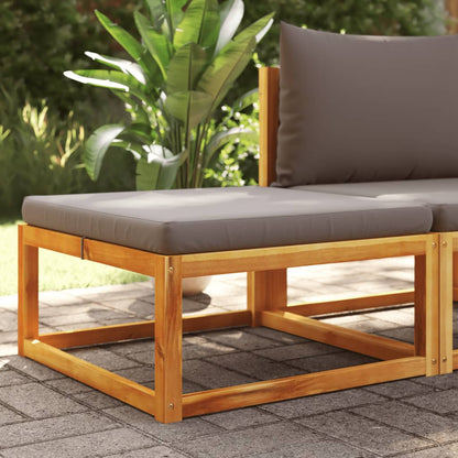 Poggiapiedi Giardino con Cuscino 65x65x29 Legno Massello Acacia | homemem39