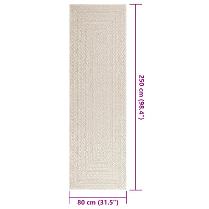 Tappeto ZIZUR Crema 80x250 cm Aspetto Iuta Interni ed Esterni