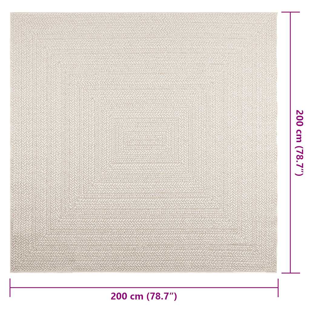 Tappeto ZIZUR Crema 200x200 cm Aspetto Iuta Interni ed Esterni