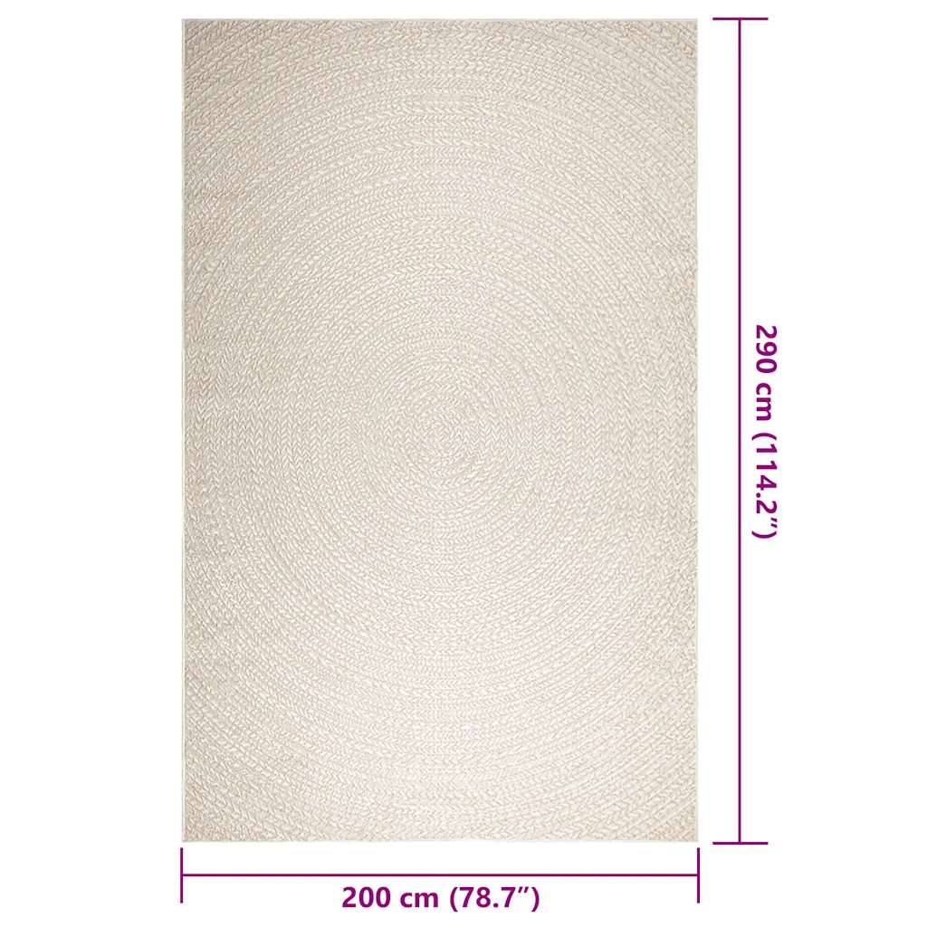 Tappeto ZIZUR Crema 200x290 cm Aspetto Iuta Interni ed Esterni