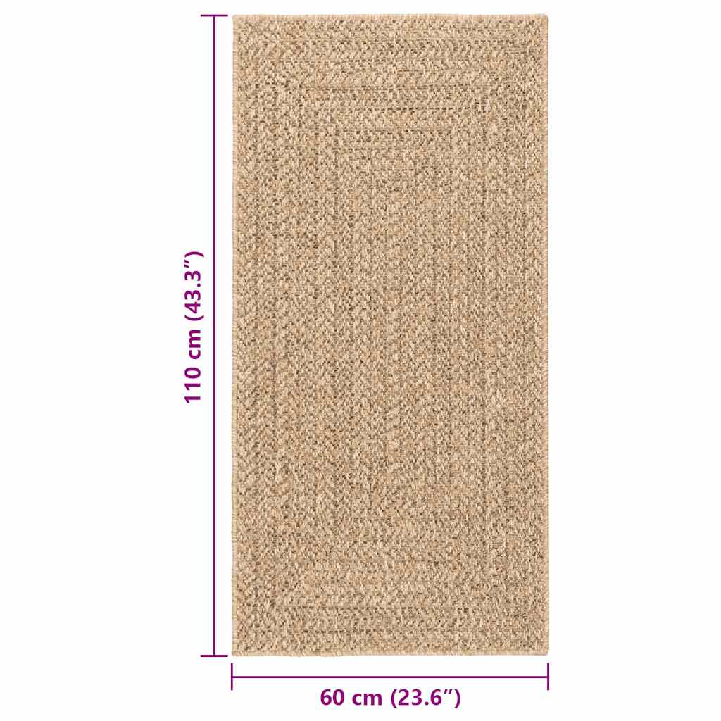 Tappeto ZIZUR Beige 60x110 cm Aspetto Iuta Interni ed Esterni