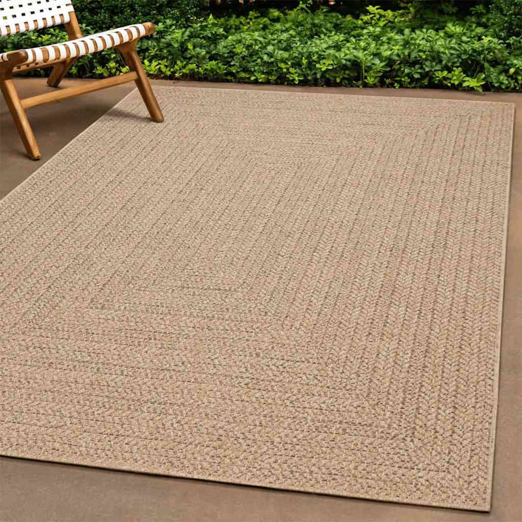 Tappeto ZIZUR Beige 200x200 cm Aspetto Iuta Interni ed Esterni