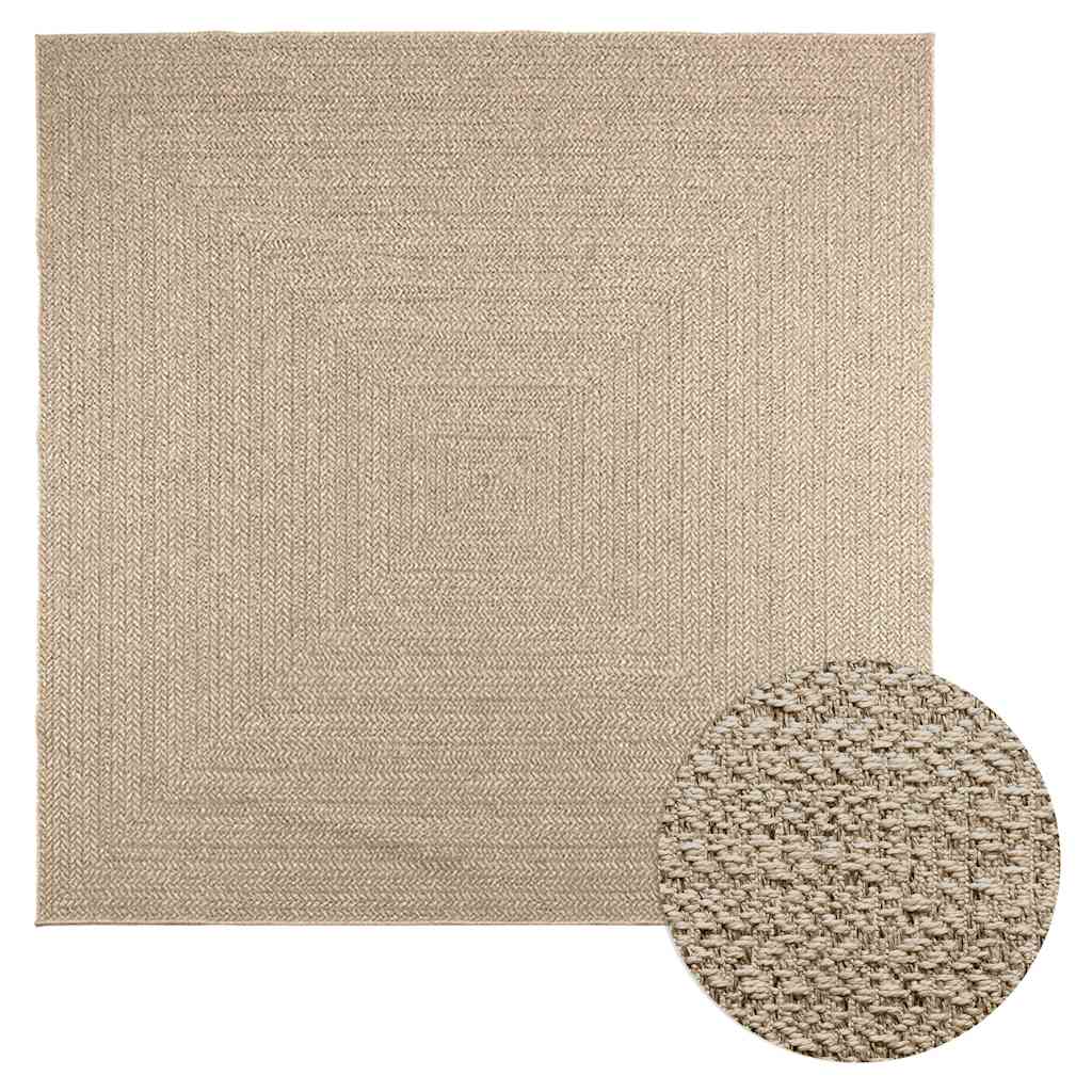 Tappeto ZIZUR Beige 240x240 cm Aspetto Iuta Interni ed Esterni - homemem39