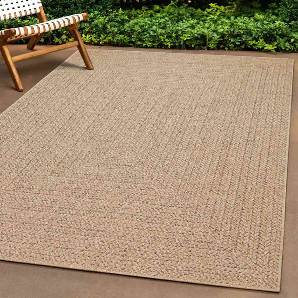 Tappeto ZIZUR Beige 240x240 cm Aspetto Iuta Interni ed Esterni