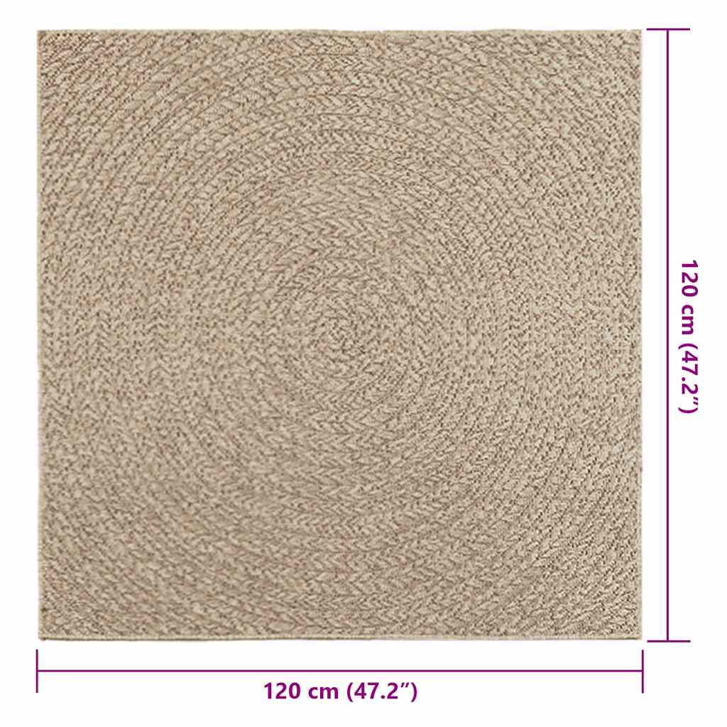 Tappeto ZIZUR Beige 120x120 cm Aspetto Iuta Interni ed Esterni