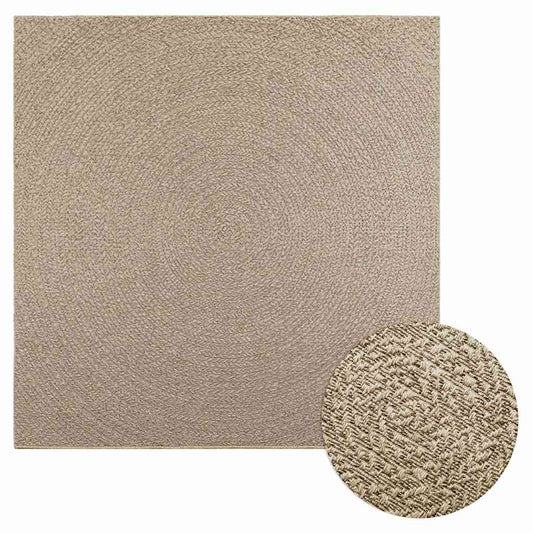 Tappeto ZIZUR Beige 200x200 cm Aspetto Iuta Interni ed Esterni