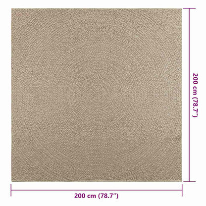 Tappeto ZIZUR Beige 200x200 cm Aspetto Iuta Interni ed Esterni