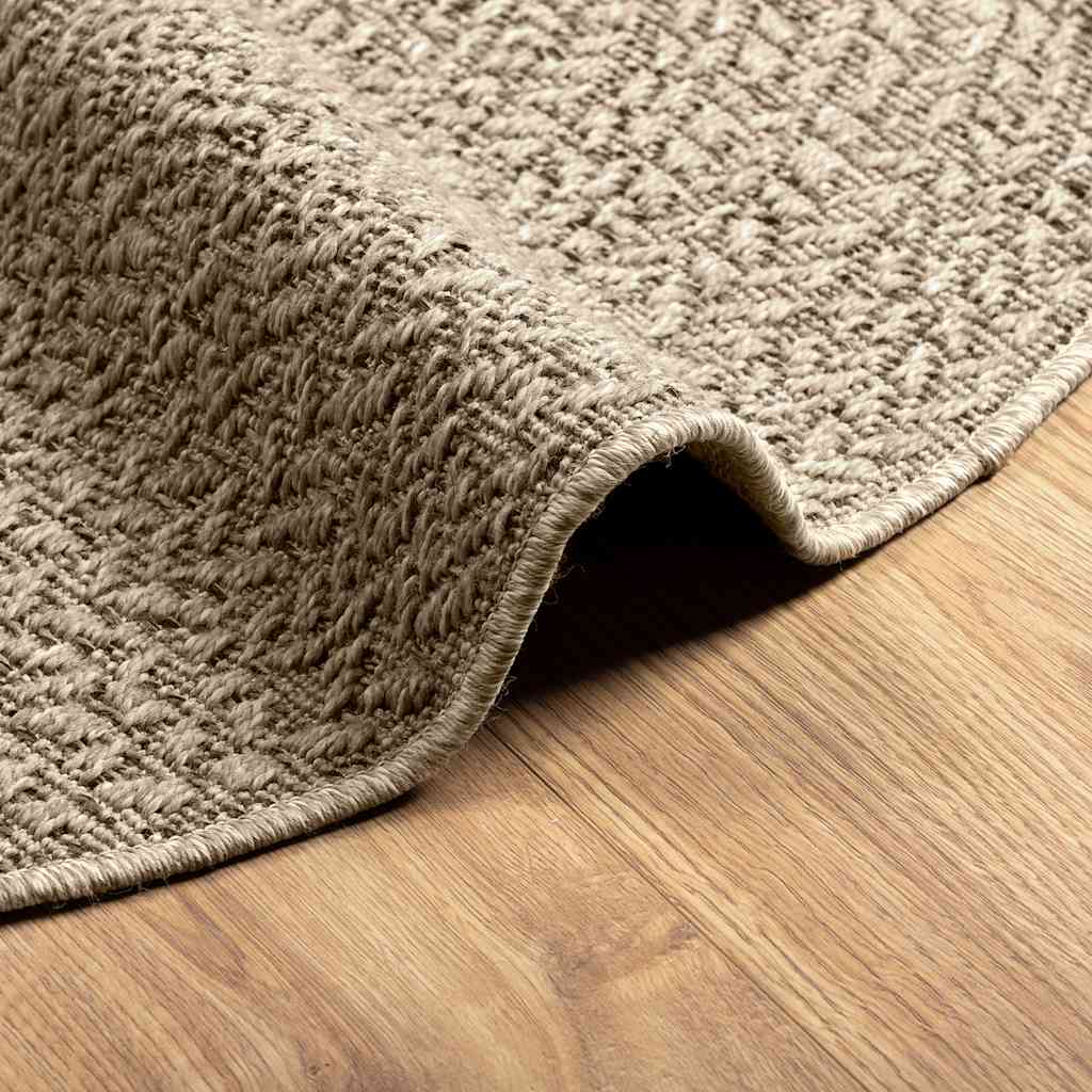 Tappeto ZIZUR Beige Ø 120cm Aspetto Iuta per Interni ed Esterni