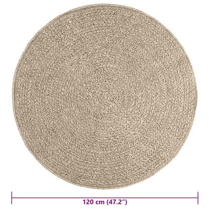 Tappeto ZIZUR Beige Ø 120cm Aspetto Iuta per Interni ed Esterni