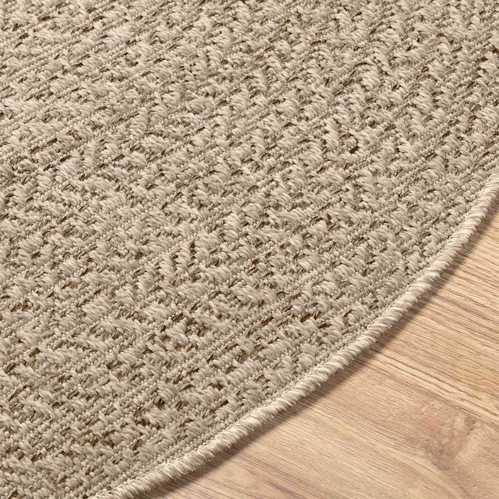 Tappeto ZIZUR Beige Ø 160cm Aspetto Iuta per Interni ed Esterni