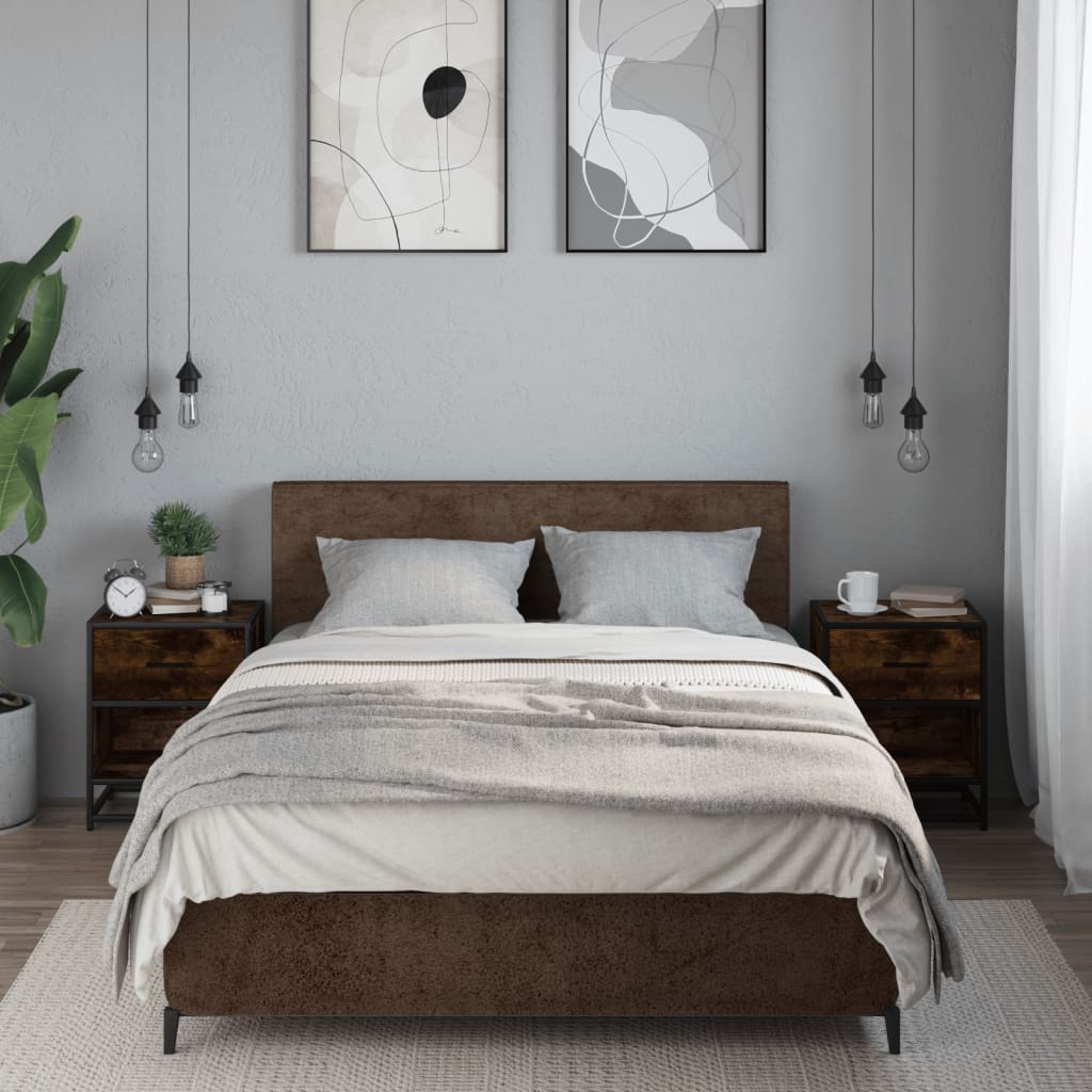 Comodini Rovere Fumo 2 pz 40x31x50 cm in Truciolato - homemem39