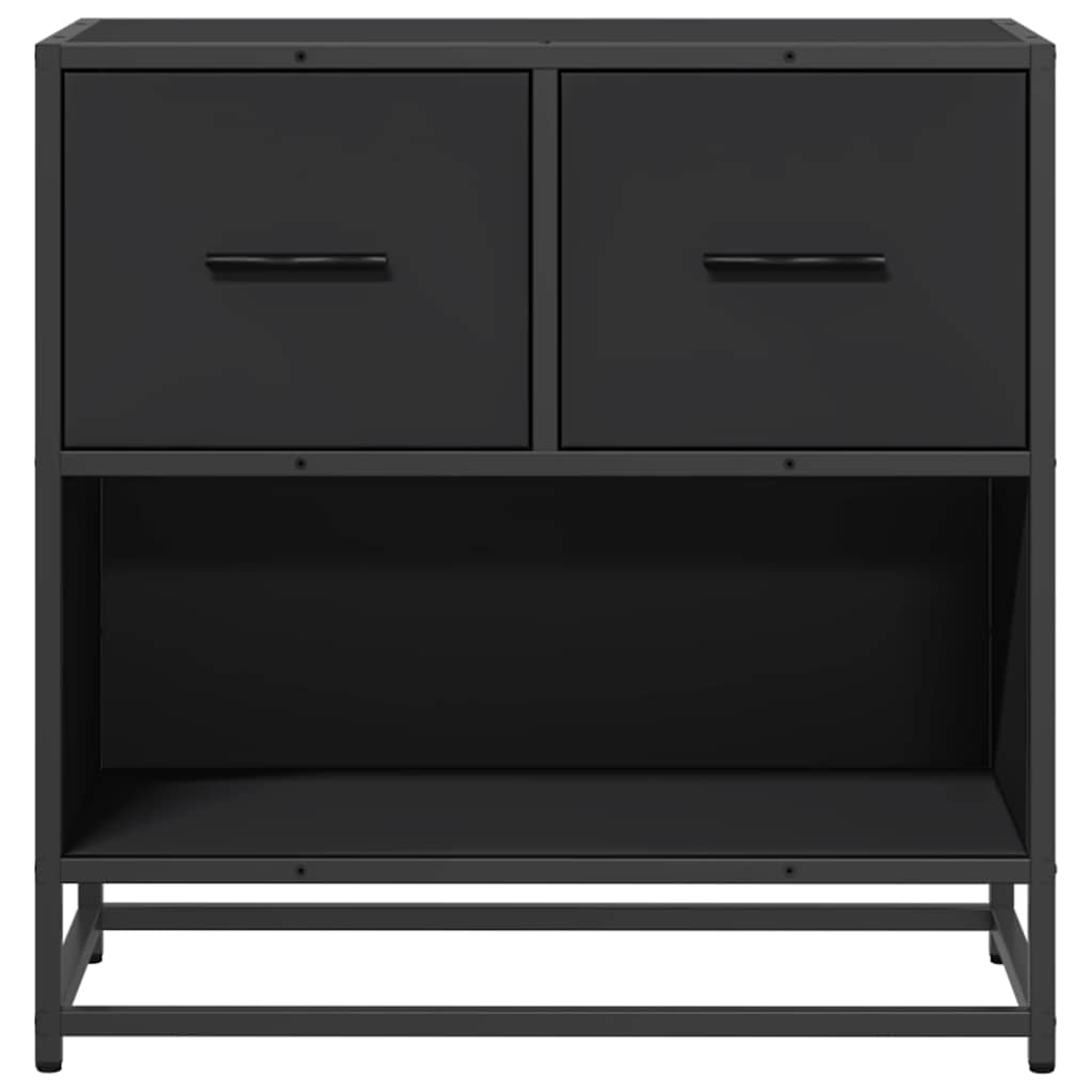Comodino Nero 60x31x60 cm in Legno Multistrato e Metallo - homemem39