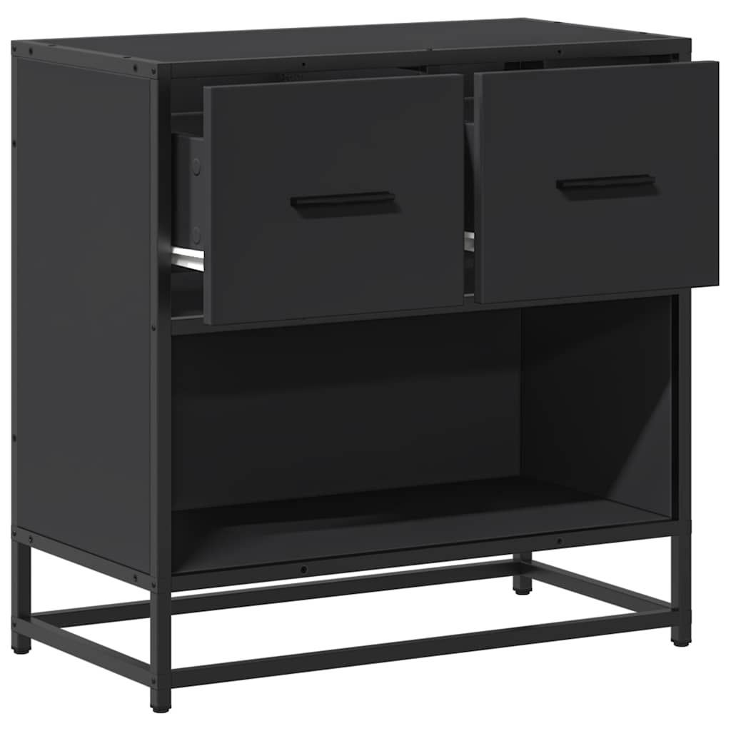 Comodino Nero 60x31x60 cm in Legno Multistrato e Metallo - homemem39