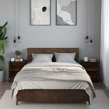 Comodini Rovere Fumo 2 pz 40x31x50 cm Legno Multistrato Metallo