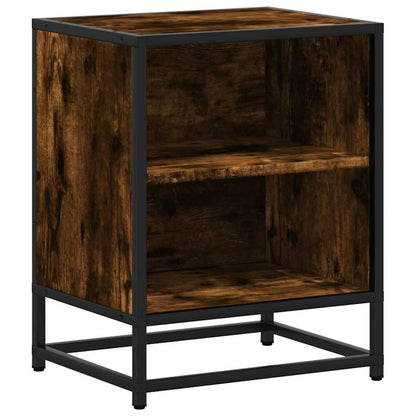 Comodini Rovere Fumo 2 pz 40x31x50 cm Legno Multistrato Metallo