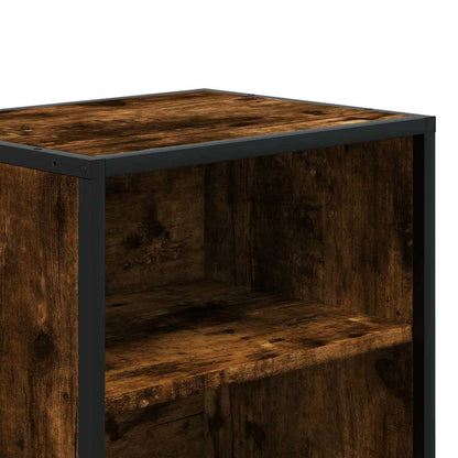 Comodini Rovere Fumo 2 pz 40x31x50 cm Legno Multistrato Metallo