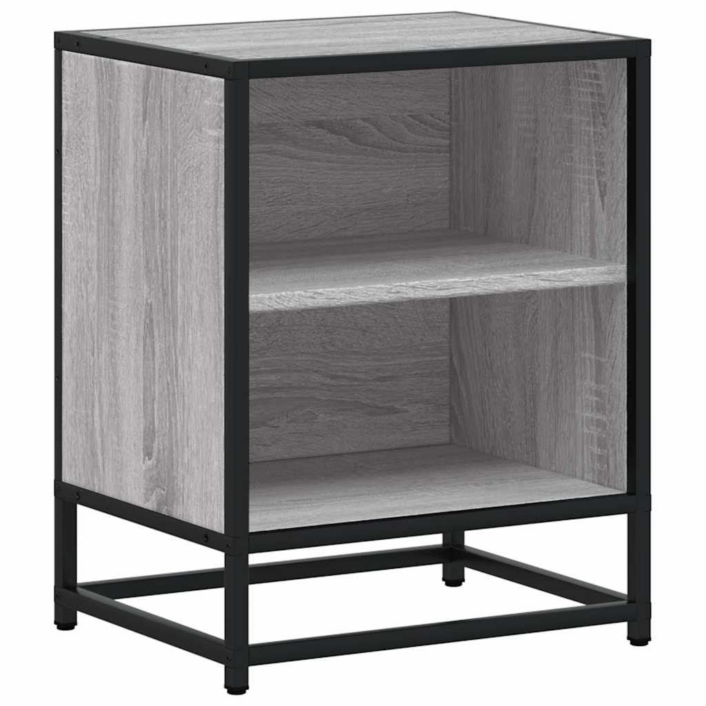Comodino Grigio Sonoma 40x31x50 cm Legno Multistrato e Metallo | homemem39